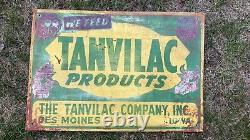 Vintage Antique Original Tanvilac Feed Store Advertising Tin Sign Des Moines IA
