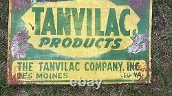 Vintage Antique Original Tanvilac Feed Store Advertising Tin Sign Des Moines IA