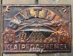 Vintage Antique Original Tin Sign MEMEL. KLAIPEDA. BALTIJA