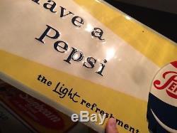 Vintage Antique Pepsi Soda Cola Bottle Tin Non Porcelain Door Push Kicker Sign