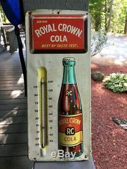 Vintage Antique RC Nehi Co. Royal Crown Cola Tin Non Porcelain Thermometer Sign