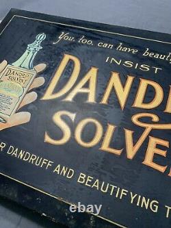 Vintage Antique Reflective Dandro Solvent Tin Over Cardboard Original Easel Sign