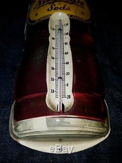 Vintage Antique Tin NuGrape Sign with (original and working) Thermometer