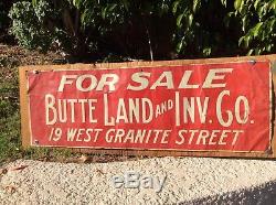 Vintage Antique Tin Sign Butte Land and Investment Co For Sale Montana RARE