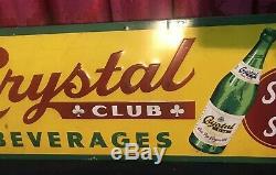 Vintage Antique Tin Tacker Advertising Sign Crystal Club Beverages