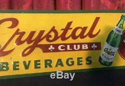 Vintage Antique Tin Tacker Advertising Sign Crystal Club Beverages