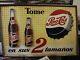Vintage Antique Tome Pepsi Cola Mexican Embossed Tin Metal Sign Adv From 50´s #4