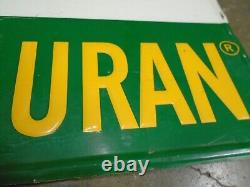 Vintage Arcadian Golden Uran Tin Metal Seed Crop Fertillizer Farm Sign