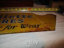 Vintage Authentic Gas STATION Gillette Tires Sign, Nice! , TIn, One, Side No-Reserve