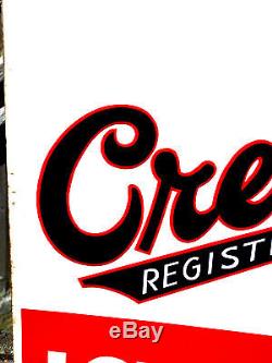 Vintage Authentic Original Embossed Crescent Ice Cream Tin Sign 20 x 27 3/4