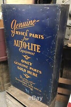 Vintage Auto-Lite Parts, Spark Plug Cabinet, Super Rare, 1930s, Autolite, Tin Sign