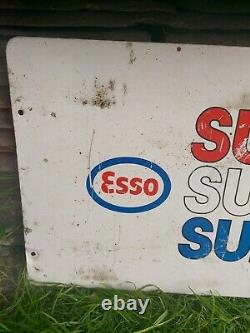 Vintage Automobilia Esso Superlube Tin Sign 1980s Original Double Sided
