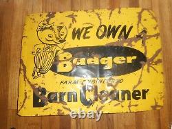 Vintage BADGER BARN CLEANER FARM Tin Metal Advertising SIGN