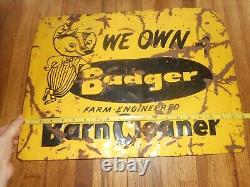 Vintage BADGER BARN CLEANER FARM Tin Metal Advertising SIGN
