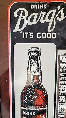 Vintage BARQ'S ROOT BEER Tin THERMOMETER SIGN Drink Soda Hires Pop Tin Dad's Old
