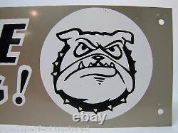 Vintage BEWARE OF DOG! Sign growling teeth bulldog spike collar tin metal sign