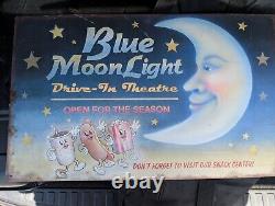 Vintage BLUE MOONLIGHT DRIVE-IN THEATRE METAL SIGN