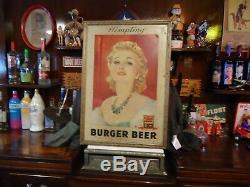 Vintage BURGER BEER Tin Sign Tempting by Lawrence Wilbur 24 9/16 by 16 9/16
