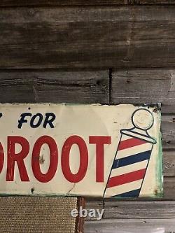 Vintage Barber Shop Sign Wildroot Hair Tonic Tin Embossed Sign
