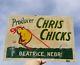 Vintage Beatrice Nebraska Ad Tin Sign Chris Chick Egg Bird Farm Old Worm Chicken