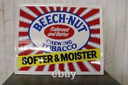 Vintage Beech-Nut Chewing Tobacco Tin Sign Dated 1986