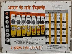 Vintage Bharat New Coins in Hindi Print Advertising Tin Sign Board