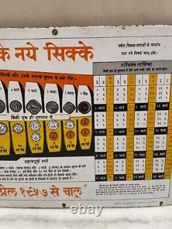 Vintage Bharat New Coins in Hindi Print Advertising Tin Sign Board