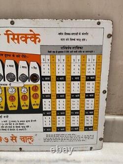 Vintage Bharat New Coins in Hindi Print Advertising Tin Sign Board