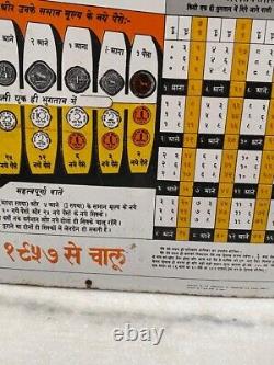 Vintage Bharat New Coins in Hindi Print Advertising Tin Sign Board