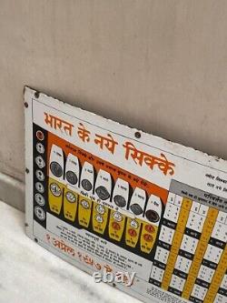 Vintage Bharat New Coins in Hindi Print Advertising Tin Sign Board