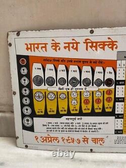 Vintage Bharat New Coins in Hindi Print Advertising Tin Sign Board