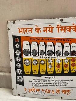 Vintage Bharat New Coins in Hindi Print Advertising Tin Sign Board