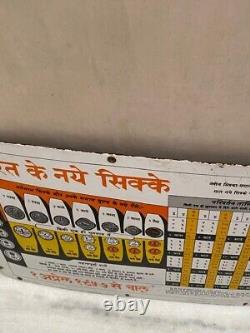 Vintage Bharat New Coins in Hindi Print Advertising Tin Sign Board