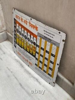 Vintage Bharat New Coins in Hindi Print Advertising Tin Sign Board