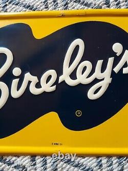 Vintage Bireley's Sign Embossed Tin 1951 soda cola 27.75 x 9.75