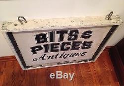 Vintage Bits & Pieces Antiques Metal Tin Store Sign