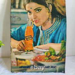 Vintage Bollywood Actress Graphics Gold Spot Cold Drink Advertising Tin Sign