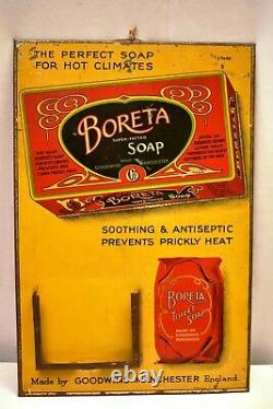 Vintage Boreta Toilet Soap Tin Sign Calendar Advertising England Goodwins Manche
