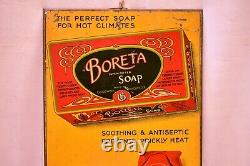 Vintage Boreta Toilet Soap Tin Sign Calendar Advertising England Goodwins Manche