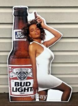 Vintage Bud Light Woman Lady Model Beer Metal Tin Sign Budweiser RARE 1990