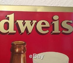 Vintage Budweiser Anheuser-Busch Tin Metal Sign & Calendar Beer Brewery