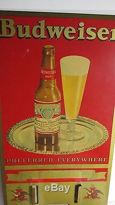 Vintage Budweiser Anheuser-Busch Tin Metal Sign & Calendar Beer Brewery complete