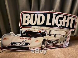 Vintage Budweiser Bud Light Jaguar Race Car #2 Tin Beer Sign 33 x 18