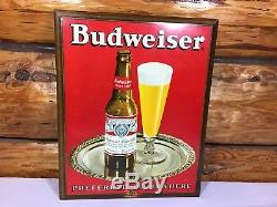Vintage Budweiser Tin Over Cardboard Sign Preferred Everywhere Tin Litho