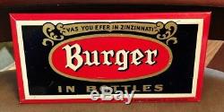 Vintage Burger Beer Brewing Toc Tin Over Cardboard Metal Sign Cincinnati Oh
