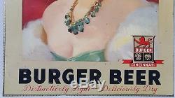 Vintage Burger Beer Tin Sign Tempting 26 x 16 Good Condition