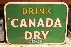 Vintage CANADA DRY Embossed Metal Soda Advertising Sign Tin Pop General Store