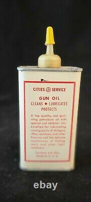 Vintage CITIES SERVICE GUN OIL HANDY OILER Rare Old Advertising Tin Can