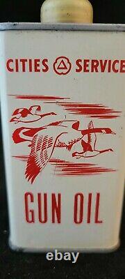 Vintage CITIES SERVICE GUN OIL HANDY OILER Rare Old Advertising Tin Can