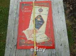 Vintage CUDAHY'S PURITAN BRAND BACON Tin on Cardboard Butcher Advertising SIGN